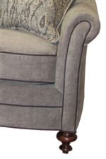 Pillow Topped Flare Arms with Contrasting Piping and Hand Turned Legs