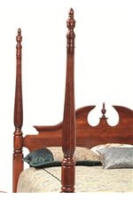 Poster Bed with with Center Finnial and Arched Top with Decorative Cutouts and Molding Details