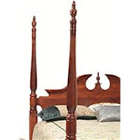 Poster Bed with with Center Finnial and Arched Top with Decorative Cutouts and Molding Details