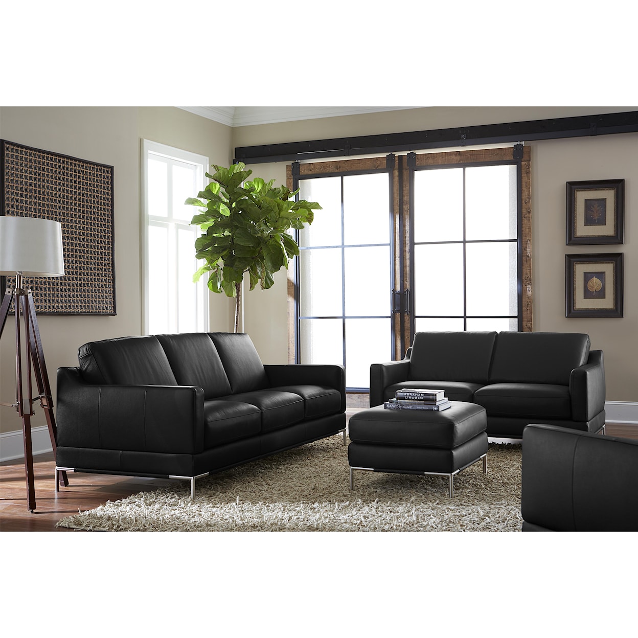 Natuzzi Editions 100% Italian Leather Stationary Living Room Group