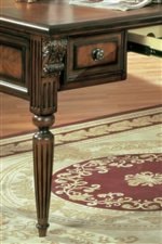 Reeded Turned and Tapered Legs with Carved Acanthus Leaf Details are Found on the Writing Desk