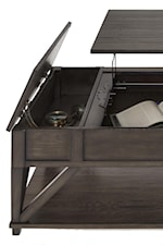 Lift-Top and Hidden Side Storage on Cocktail Table