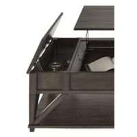 Lift-Top and Hidden Side Storage on Cocktail Table