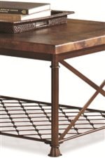 Tables Feature Metal Wire Bottom Shelves & Unique "X" Motif on Ends
