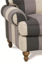 Classic Rolled Arm with Welt Cord Trim, with Turned Exposed Wood Feet