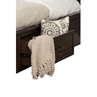 Bed Features Storage Drawers in Side Rails and Footboard
