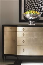 A Bright Gold Sheen Pairs with a Deep Black Finish on the Classic Contemporary Pieces in this Group