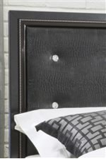 Padded Upholstered Tufted Headboards with Faux Crystal Faceted Buttons