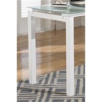 White Metal and Frosted Glass Top L-Shape Table Desk