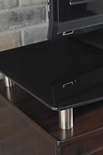 Contemporary Floating Style Tempered Black Glass Top