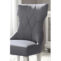 Gray Textured Fabric and Shaped Back on Chair