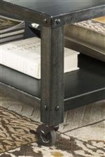 Industrial Swivel and Locking Casters on Coffee Table