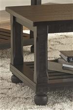 Turned Feet, Chamfered Table Legs, and Slat Shelves