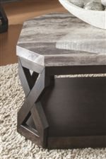 Cocktail Table Has Casters and Angled Corners