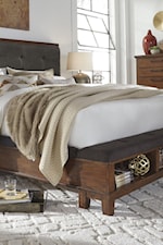 Bed with Upholstered Bench Footboard and Upholstered Side Rails