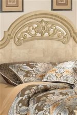 Metallic Champagne Tipped Bead Decorated Headboard, Footboard, and Mirror Frame