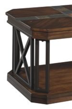 Table Frame with Dark Bronze Color Finish and Inlaid Slate Tile