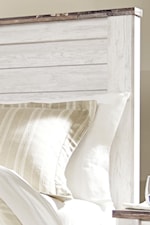 Two-Tone Panel Headboard with Rustic Top Trim