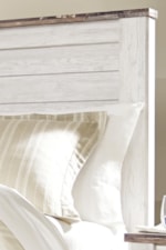 Two-Tone Panel Headboard with Rustic Top Trim