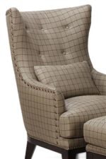 Stylized Wing Back Chair and Ottoman