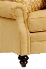 Shown with Rolled Arms and Dark Finished Turned Feet