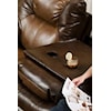 The Middle Seat of the Reclining Sofa Flips Down to Provide Two Additional Beverage Holders