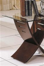 X-Shaped Base with Beveled Glass Top