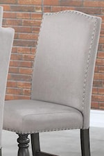 Seating Comes in Taupe Upholstery with Silver-Color Nailheads