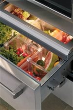 Vegetables Stay Fresher Longer with a Touch-and-Glide Crisper Drawer and Tight-Seal Glass Lid