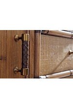 Leather-Wrapped Door Pulls with Antique Brass Accents