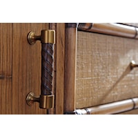 Leather-Wrapped Door Pulls with Antique Brass Accents