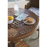 Intricate woven patterns are featured on cast aluminum tops
