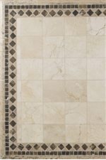 Stone Top with Ivory Travertine, Cafe Emperador, and Suede Travertine Geometric Shapes and Details