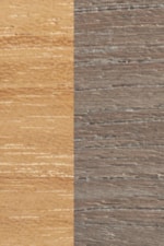 Fresh cut teak (left) is compared with naturally aged teak (right) which has a light gray color and silvery patina