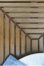 Table tops are patterned cast aluminum for a dynamic look and superior weatherproofing