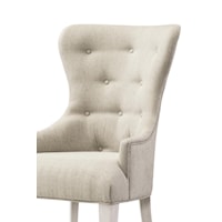 Upholstered pieces come standard in complementing taupe fabric