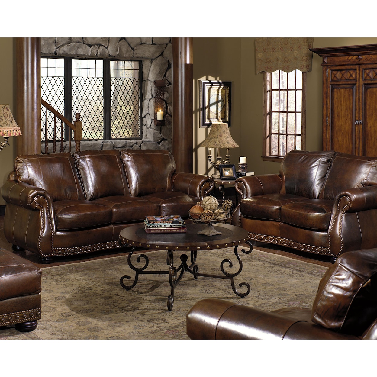 USA Premium Leather 8755 Stationary Living Room Group