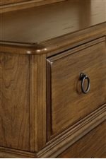 Rounded Corners on Storage Pieces. Chamfered Corners on Drawer Fronts.