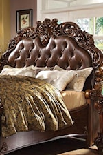 Headboard and Footboard Feature Tufting and Exposed Wood