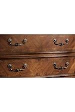 Michael Amini Cortina Lift-Lid Bedside Bench with Tufted Leather-Upholstered Top & Ornate Carving Details