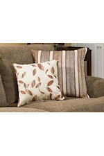 Optional Accent Pillows Add Patterns and Prints to the Cocoa Toned Upholstery