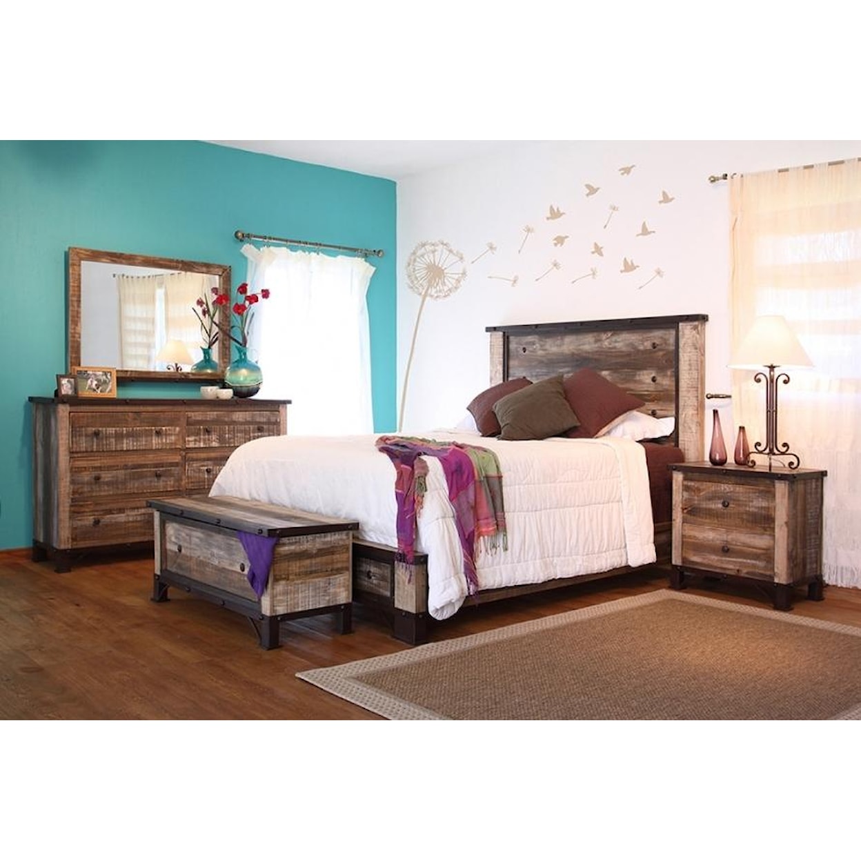 International Furniture Direct 900 Antique Queen Bedroom Group