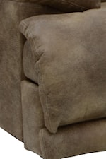 Front Base Detail of Fold-over Leg Pillow, Heel Rest, and Closed Recliner