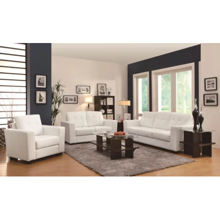 Stationary White Living Room Group