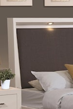 Adjustable Dimming LED Lights On Padded Headboard