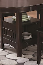 The Storage Unit Under the Table is Perfect for Storing Extra Dishes 