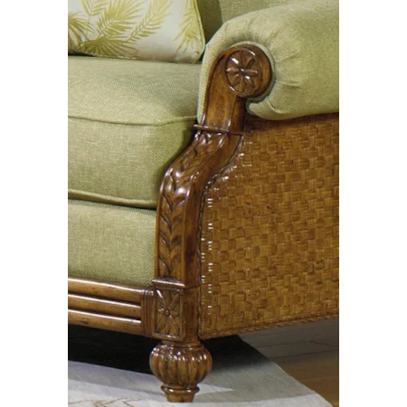 Casual Sofa with Exposed Wood Carved Details