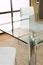 Rectangular Clear Glass Table with Chrome Legs