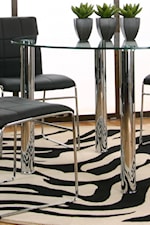 Round Clear Glass Table with Chrome Legs