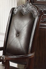 Dark Brown Faux Leather Upholstered Seat and Back with Single Button Tufting